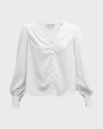 Image 1 of 6: Veronica Beard Sura Long-Sleeve Button-Front Blouse