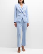 Image 4 of 5: Veronica Beard Tani Straight Cropped Pintuck Pants