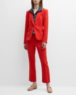 Image 5 of 6: Veronica Beard Tani Straight Cropped Pintuck Pants