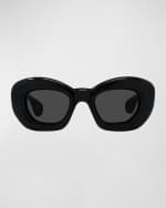Image 3 of 5: Loewe Inflated Monochrome Acetate Butterfly Sunglasses