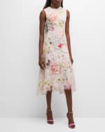 Image 5 of 6: Monique Lhuillier Floral Printed Lace Midi Dress