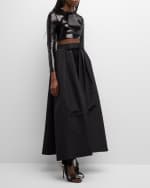 Image 5 of 8: Monique Lhuillier Pleated Bow-Front Tea-Length Overskirt