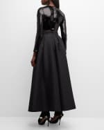 Image 3 of 8: Monique Lhuillier Pleated Bow-Front Tea-Length Overskirt