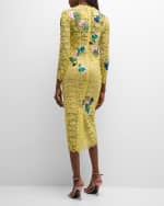 Image 3 of 6: Monique Lhuillier Floral Embroidered Lace Sheath Midi Dress