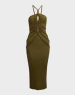 Image 1 of 6: Cult Gaia Avery Corded Cutout Crochet Knit Midi Dress
