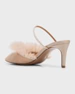 Image 2 of 5: Andrea Wazen Kaya Tulle Pearly Mule Pumps