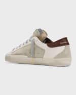 Image 3 of 6: Golden Goose Men's Super-Star Leather Low-Top Sneakers with Lizard-Effect