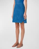 Image 4 of 5: Akris Trapezoid Slits Denim Mini Skirt