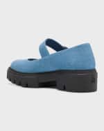 Image 3 of 6: Stuart Weitzman Nolita Denim Pearly Mary Jane Loafers