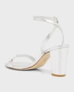 Image 3 of 6: Stuart Weitzman Nearlybare Metallic Pearly Ankle-Strap Sandals