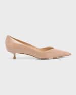 Image 1 of 6: Stuart Weitzman Eva Patent Kitten-Heel Pumps