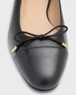 Image 2 of 4: Stuart Weitzman Sleek Mixed Leather Bow Ballerina Flats