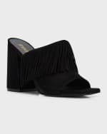 Image 5 of 6: Stuart Weitzman Tia Suede Fringe Mule Sandals
