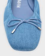 Image 4 of 6: Stuart Weitzman Bardot Denim Bow Ballerina Flats