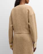 Image 4 of 6: St. John Satin-Trim Button-Front Italian Tweed Jacket