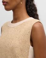 Image 6 of 7: St. John Satin-Trim Button-Hem Tweed Sheath Dress