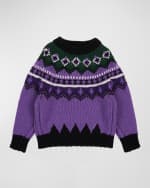 Image 1 of 3: Moncler Grenoble Girl's Grenoble Fair Isle Printed Sweater, Size 8-14