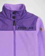 Image 3 of 5: Moncler Grenoble Girl's Zip-Up Cardigan with Nylon Yoke, Size 8-14
