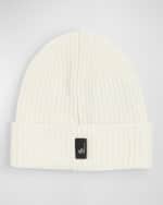 Image 2 of 2: Moncler Grenoble Kid's Rib-Knit Wool Logo-Patch Beanie