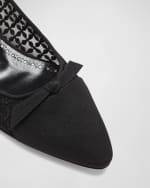 Image 4 of 4: Manolo Blahnik Tiakala Satin Lace Bow Ballerina Flats