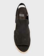Image 5 of 5: Eileen Fisher Wilda Suede Slingback Wedge Espadrilles