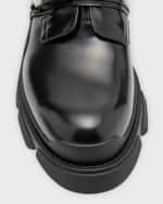 Image 4 of 6: Givenchy Men's Terra 4G-Buckle Leather Derby Shoes