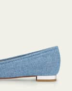 Image 3 of 5: Aquazzura Parisina Denim Bow Ballerina Flats
