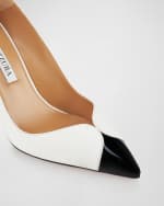 Image 4 of 5: Aquazzura Pinot Bicolor Leather Ankle-Strap Pumps