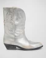 Image 1 of 5: Golden Goose Wish Star Metallic Distressed Cowboy Boots