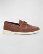 Image 1 of 6: Valentino Garavani VLogo Suede Easy Loafers