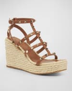 Image 5 of 6: Valentino Garavani Rockstud Caged Wedge Espadrille Sandals