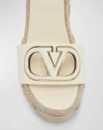 Image 4 of 6: Valentino Garavani VLogo Ankle-Strap Wedge Espadrilles