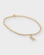 Image 3 of 5: Sydney Evan 14K Yellow Gold Tiny Pave Diamond Butterfly Charm Beaded Bracelet