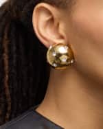 Image 2 of 5: Saint Laurent Rhinestone Dome Clip On Earrings