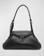 Image 1 of 4: Amina Muaddi Gemini Zip Napa Leather Shoulder Bag