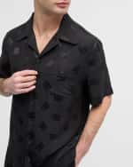 Image 4 of 6: Dolce&Gabbana Men's Tonal DG Jacquard Camp Shirt
