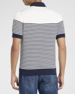 Image 5 of 6: Dolce&Gabbana Men's Striped Silk Polo Shirt
