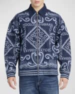 Image 3 of 6: Dolce&Gabbana Men's Denim Bandana Logo-Print Jacket