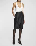 Image 5 of 6: Saint Laurent Striped Pencil Skirt with Front Slit