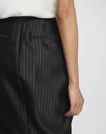 Image 6 of 7: Saint Laurent Striped Pencil Skirt with Front Slit