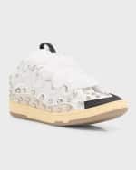 Image 5 of 6: Lanvin Men's Curb Mesh and Leather Low-Top Sneakers