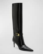 Image 5 of 6: Saint Laurent Lee Patent Buckle Knee Boots