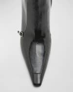 Image 3 of 5: Saint Laurent Faubourg Leather Buckle Ankle Boots