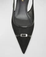 Image 4 of 6: Saint Laurent Oxalis Net Buckle Slingback Pumps