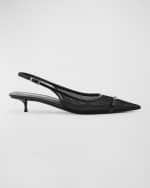 Image 1 of 6: Saint Laurent Oxalis Net Buckle Slingback Pumps