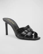 Image 4 of 5: Saint Laurent Tribute Croco Slide Mule Sandals