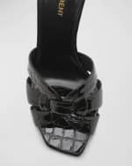 Image 3 of 5: Saint Laurent Tribute Croco Slide Mule Sandals