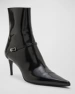 Image 5 of 6: Saint Laurent Vendome Patent Buckle Stiletto Booties