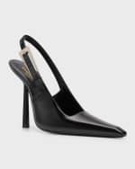 Image 4 of 5: Saint Laurent Lee Leather Slingback Pumps