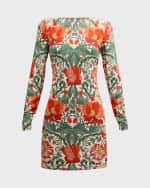 Image 1 of 6: Cara Cara Amaya Floral Sheath Scoop-Back Mini Dress